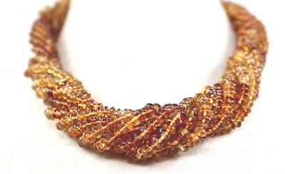 10 Line Natural Citrine Beads Necklace 680ct Sterling Silver Fashion Jewelry