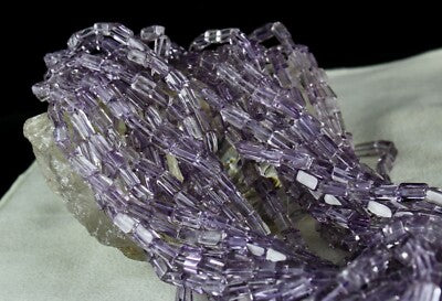 Natural Amethyst Tube Beads 1439 Carats Sterling Silver Gemstone Necklace