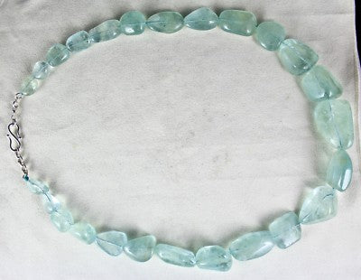 Certified Natural Blue Aquamarine Nugget Beads 1236 Ct Loose Gemstone Necklace