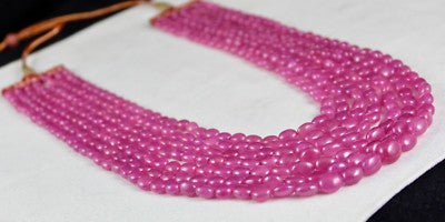 Certified Natural Ruby Beads 1028 Ct Pink Gemstone Cocktail Necklace 7 L