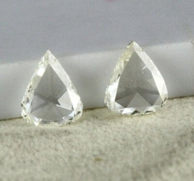 Certified Natural Rose Cut Diamond 2.29ct Pear Shape Pair Loose Gemstone Earring