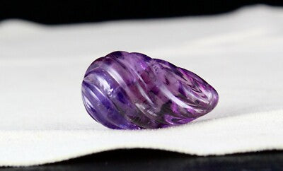 Natural Amethyst 32x19mm Tear Drop Pendant 67.75ct Carved Gemstone For Women