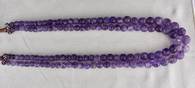 Certified Natural Amethyst Beads 616 Ct Purple Gemstone Vintage Necklace