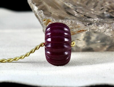 Certified Natural Ruby 87.50 Ct Carved Melon Pumpkin Bead Gemstone Pendant Ring