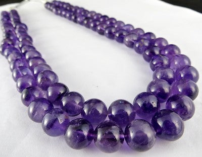 Amethyst Beads Necklace 2 L 800 Ct Round Semi Precious Big Gemstone Fine