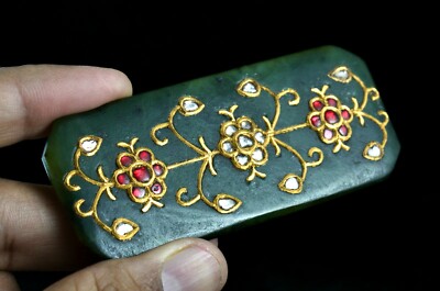 Certified Natural Nephrite Jade 253ct Pendant Natural Diamond & Gem 22k Gold