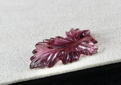 Natural Pink Tourmaline 14.13 Ct Carved Leaves Gemstone Ring Pendant Designing