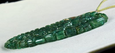 Certified Natural Emerald Carved Beads Necklace 465 Ct Vintage 17mm 2l For Women