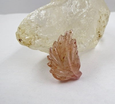 Natural Tourmaline Carved Leaf 14.43 Ct Loose Gemstone For Pendant Or Ring