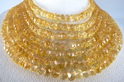Certified Natural Citrine Faceted Round Beads Necklace 1011 Ct Fashion Jewelry
