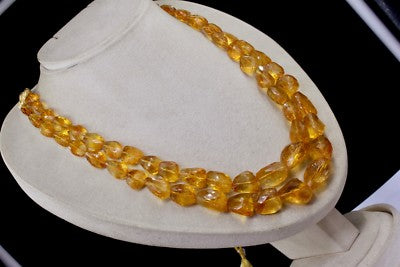 Certified Natural Yellow Citrine Faceted Nugget 699 Ct Fashion Necklace