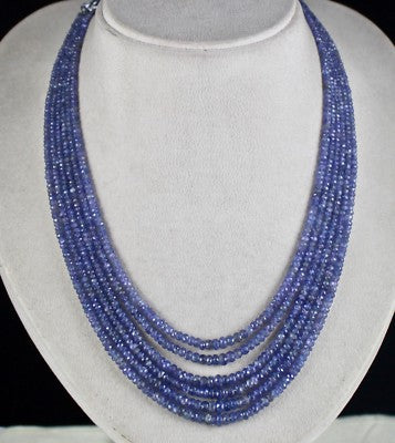 Natural Tanzanite 312 Ct Faceted Beads Necklace 15-18 Inches For Women