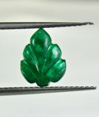 Zambia Natural Emerald Carved Leaf Gem 1.64ct For Ring Pendant Design