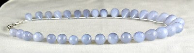 Natural Blue Chalcedony Teardrop Beads Necklace 438ct Gemstone Fine Jewelry
