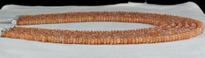 Natural Orange Quartz 940 Ct Beaded Necklace Carved Flower Gemstone Strings