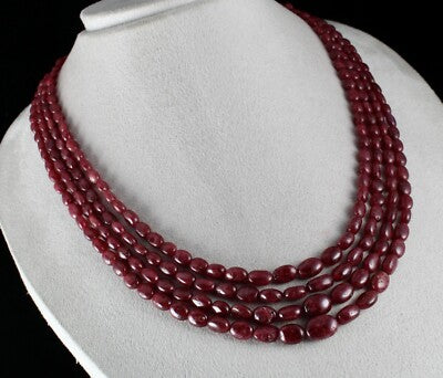 Certified 616 Ct Natural Red Spinel Beads Cabochon Gemstone Necklace