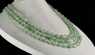 Natural Aventurine Jade 874 Ct Fancy Cabochon Beads Gemstone Necklace