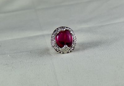 Certified Classic Natural Rubellite Pink Tourmaline Diamond 18k Gold Ring