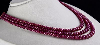 Certified Natural Untreated Ruby Beads 3 Line 602ct Ladies Necklace For Wedding