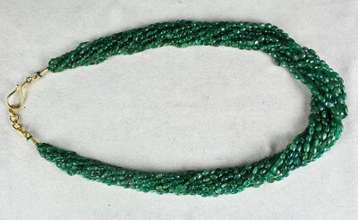 Luxury Antique Emerald Necklace 11 L 442 Ct Certified Natural Gemstone Beads