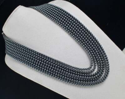 Natural Hematite 1306 Ct Beads 7 Line 5mm Round Gemstone Ladies Necklace