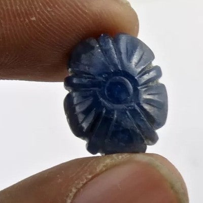 Certified Natural Blue Sapphire Carved Flower 20 Ct Gemstone Ring