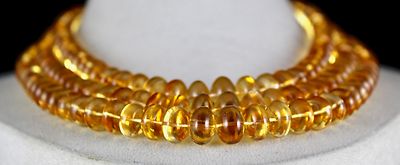 Certified Natural Yellow Citrine 3l 994ct Beads Round Gemstone Necklace
