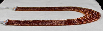 Natural Hessonite Garnet 566ct Beads 5 Line Round Semi Precious Necklace