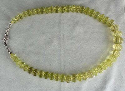 Certified Natural Lemon Quartz Beads Necklace 820 Ct Semi-precious Gemstone