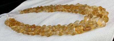 Certified Natural Citrine Heart Beads 552ct Yellow Gemstone Vintage Necklace