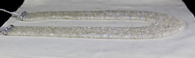 Natural Rainbow Moonstone Necklace 850 Ct Faceted Round Beads 7l White Gemstone