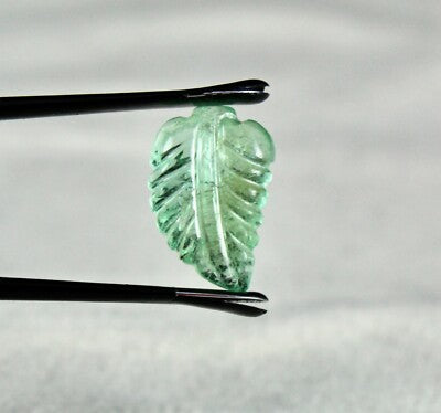 Certified Natural Colombian Emerald 6.48ct Carved Leaf Gemstone For Pendant