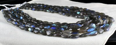 Certified Natural Black Labradorite 1504 Ct Faceted Gemstone Beads Necklace