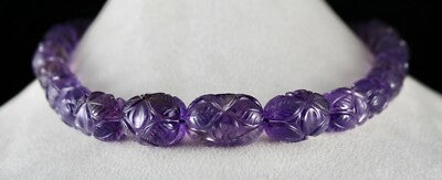 Certified Vintage Amethyst Beaded Engraved 926 Ct Sterling Silver Necklace