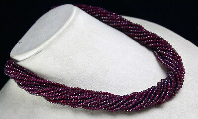 Natural Garnet Faceted Round Beads Necklace 14 L 4mm 782 Ct Red Gemstone Party