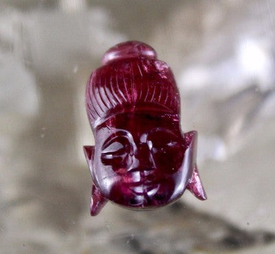 Natural Pink Tourmaline Rubellite 13.80ct Carved Buddha Gemstone Pendant Ring