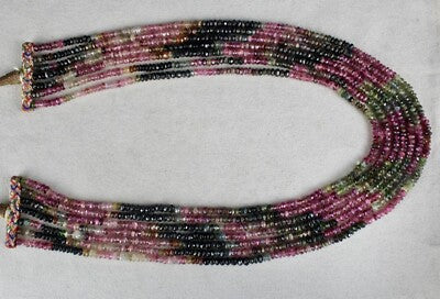 Natural Multi Colour Tourmaline 467ct Faceted Beads Gemstone Necklace