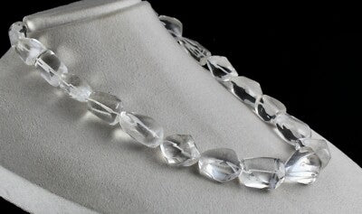 Natural Rock Crystal Quartz 1005 Ct Beads Cabochon Gemstone Necklace