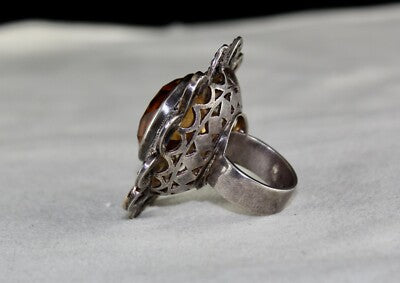 Certified Natural Yellow Citrine 10ct Diamond 18k Gold Ring In Sterling Silver