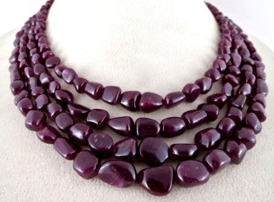 Certified Natural Ruby Beads 795 Ct Tumble Red Gemstone Necklace