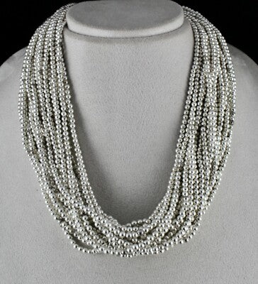 Old Antique 925 Sterling Silver Beads Necklace 705 Ct Designer Bunch