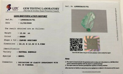 Natural Colombian Emerald 13.64 Ct Carved Leaves Gemstone Pendant