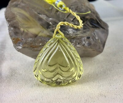 Natural Green Gold Lemon Quartz Carved Drops 153 Cts Earring Pendant Stone