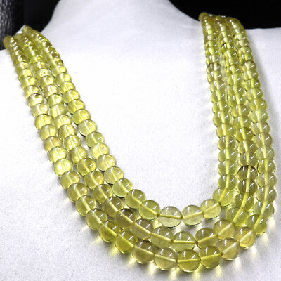 Natural Lemon Quartz Beads Necklace 9mm Round 594 Ct Gemstone Fashion For Women