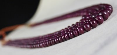 Certified Natural Unheated Ruby Beads Necklace 399 Ct Red Gemstone Statement 4mm