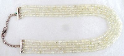 Natural Rainbow Moonstone 626 Ct Round Beads Necklace Sterling Silver For Women