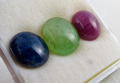 Certified 20mm 90 Ct Natural Rubies Emerald Blue Sapphire Cabochon Oval Gemstone