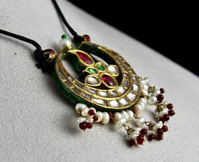 Certified Estate Antique Jadau Yellow Sapphire 122.7ct Pearl 22k Gold Pendant