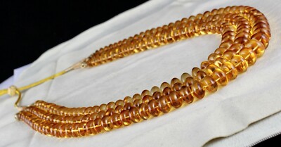 Certified Natural Yellow Citrine Beads 935 Ct Round Statement Necklace For Women