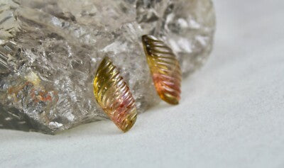 Rare Colour Natural Tourmaline Carved 4 Pcs 18.12 Ct Gemstone For Earrings
